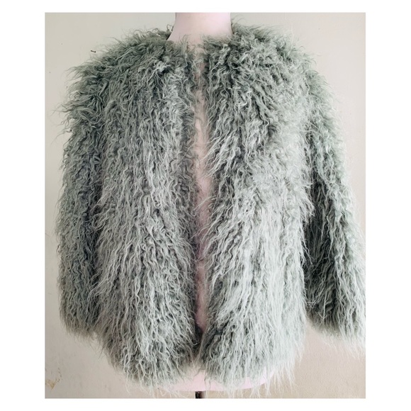 H&M Jackets & Blazers - H&M Faux Mongolian Lamb Boho Coat X Small In Mint Lined NWT